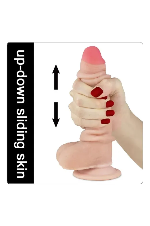 Kayar Derili Çift Katmanlı Realistik Dildo 23 Cm