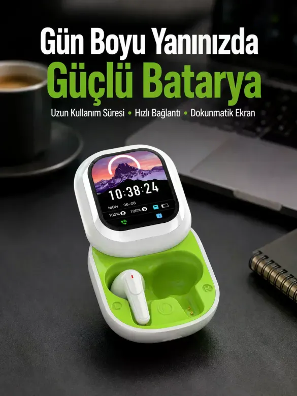 Kayar Kapak Tasarımlı Dokunmatik Ekranlı Kablosuz Bluetooth Kulaklık