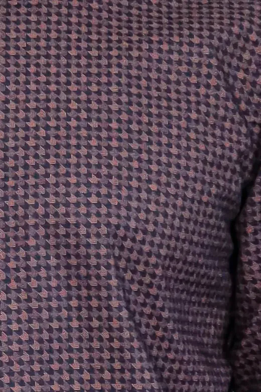 Kaz Ayağı Desenli Slim Fit Kahverengi Erkek Gömlek - Wessi - XL / Kahverengi
