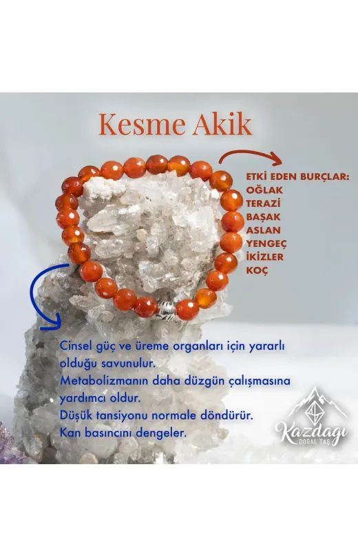 Kazdağı Orgonit 9330 Kesme Akik Doğaltaş Bileklik