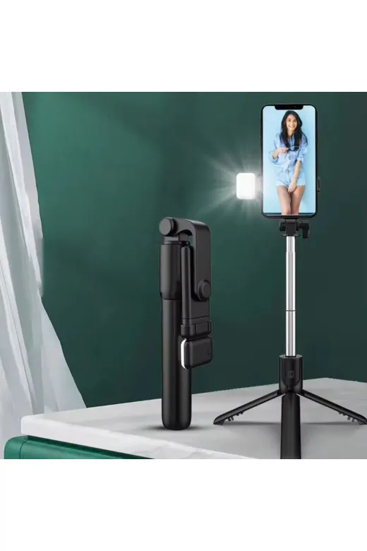 Kendiliğinden LED Işıklı Kumandalı Uzayabilen Selfie Çubuğu,Masa Üstü Tripod