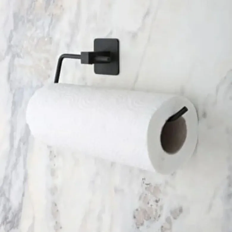 Kendiliğinden Yapışkanlı Siyah Paslanmaz Metal Rulo Havluluk Aparat (4745)