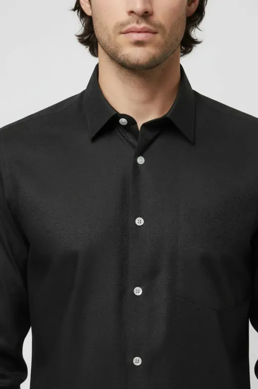 Kendinden Desenli Slimfit Yeşil Gömlek - Wessi - S / Yeşil