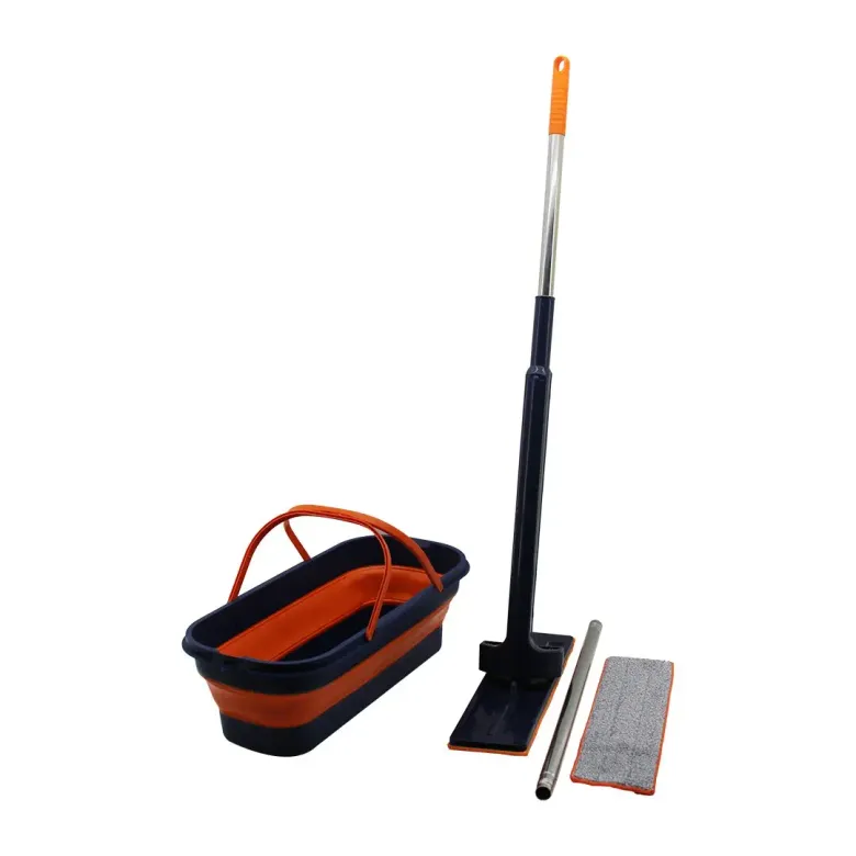 KENDİNDEN SIKMALI KATLANIR - TEKERLİ KOVALI MOP SETİ YEDEK BEZLİ360° BAŞLIK=11.5X41CM- SAP:130CM (4745)