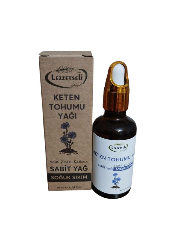 KETENTOHUMU YAĞI Doğal Soğuk Sikim Keten Tohumu Yaği Lezzetseli Yöresel (50 Ml)