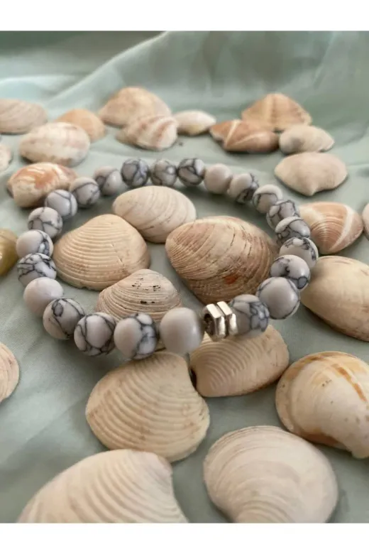 KİRKE STONE DGLTAŞ16 Halvit Taşi Doğal Taş Bileklik 8Mm