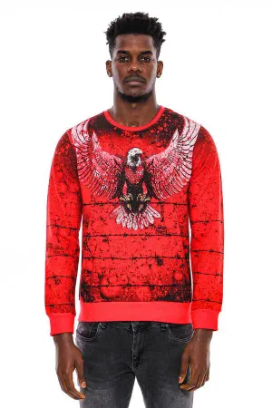 Kırmızı Baskılı Bisiklet Yaka Sweatshirt - Wessi