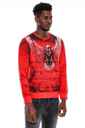 Kırmızı Baskılı Bisiklet Yaka Sweatshirt - Wessi