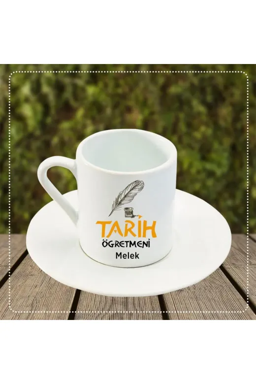 Kitle Promosyon FNC01121348 Tarih Öğretmeni 2 Tasarımlı Türk Kahvesi Fincanı Kişiye Özel Hediye