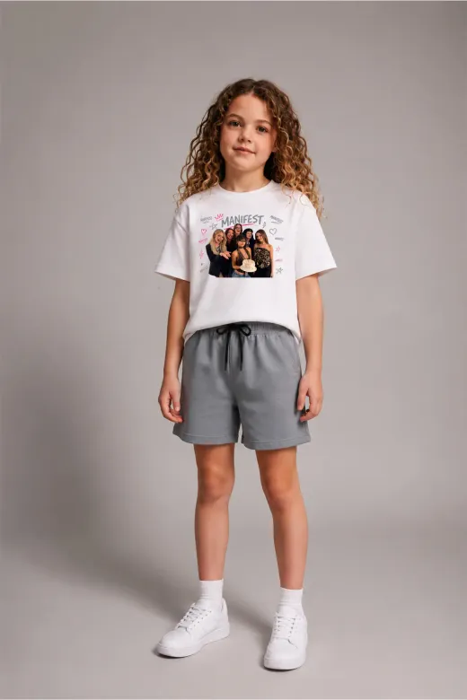 Kız Çocuk Oversize Kalıp Belya Kids Manifest Tasarım 105 Pamuklu Alt Üst Takım