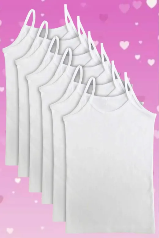 Kız Çocuk Pamuklu Penye 6'lı Ip Askılı Atlet