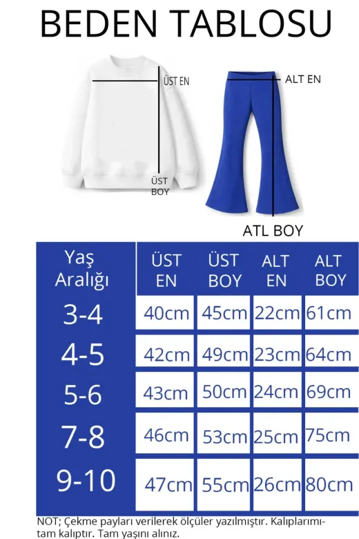 Kız Çocuk Tam Kalıp Üst Oversize Alt Taytlı KalpliHun Tasarım 175 Alt Üst Takım
