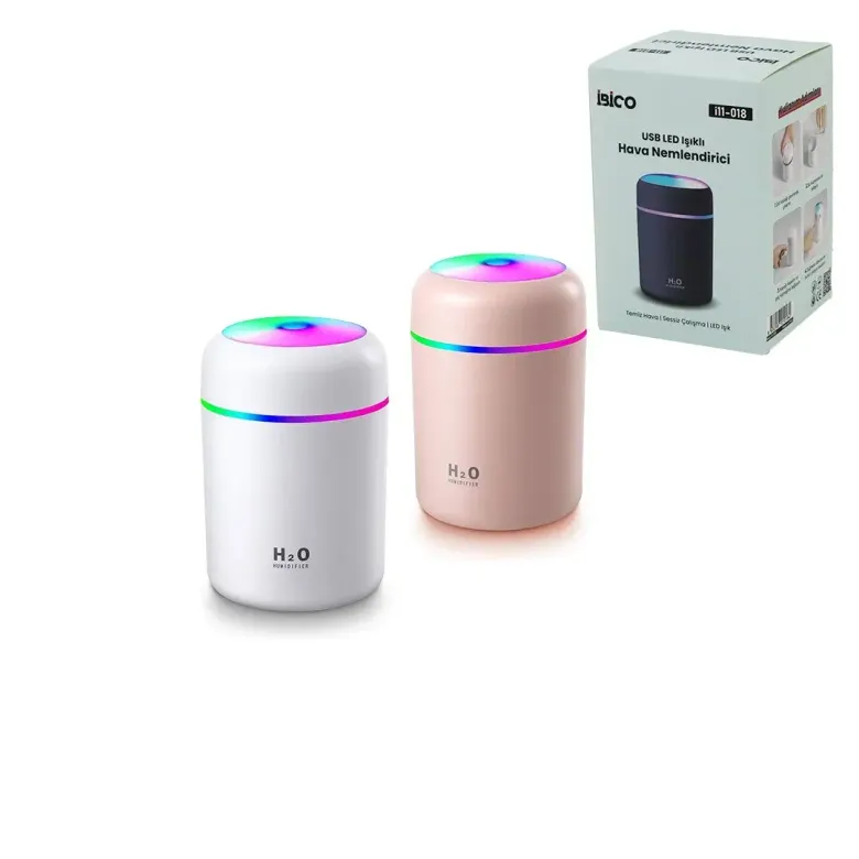 Klasik 300ML H2O Mini Usb Şarj- Işıklı Hava Nemlendirici - Buhar Makine - Koku Giderici Herhangi Bir