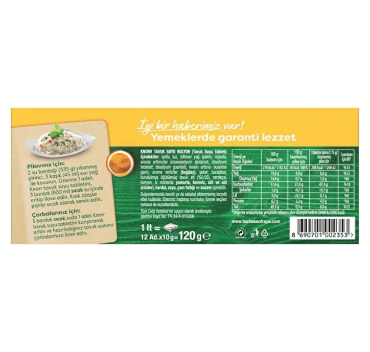 Knorr xFyGrAbfRX Tavuk Suyu Bulyon 12 Adet ( 12 Ad. X 10G = 120G)