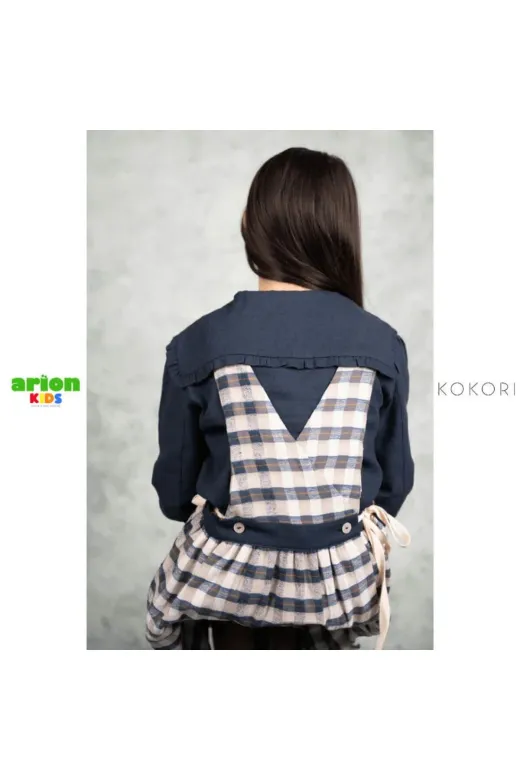 KOKORI KIDS TYC48A053DF16A06D43EFAD00 New Aria Lacivert Kareli Jile Elbise
