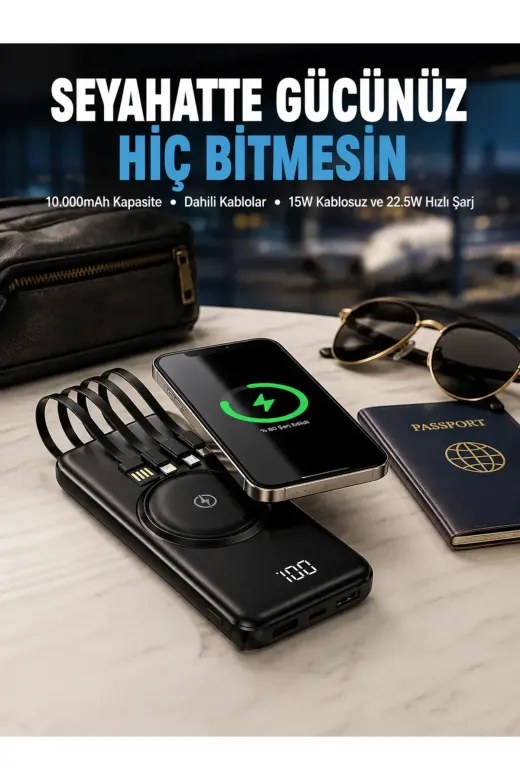 Kompakt Tasarım, Güçlü – 10000mAh Kablosuz Powerbank