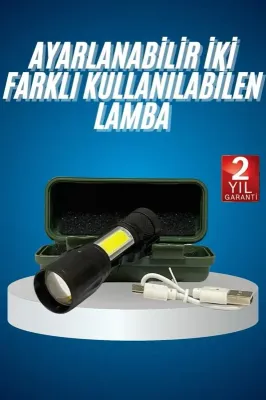Kompakt Usb Şarjlı El Feneri 1 Adet Taşınabilir Led