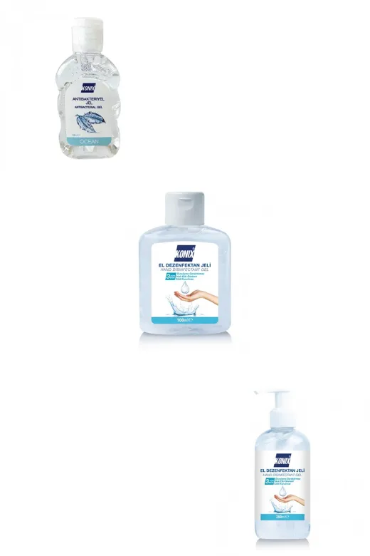 Konix TYBL3HOZLAEQ16IO09 El Dezenfektanı Jel 3 Lü Set 250 Ml 100 Ml  50 Ml