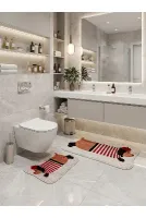 Köpek Desenli 2'li Lateks Taban Banyo Paspası (60x100-60x50)