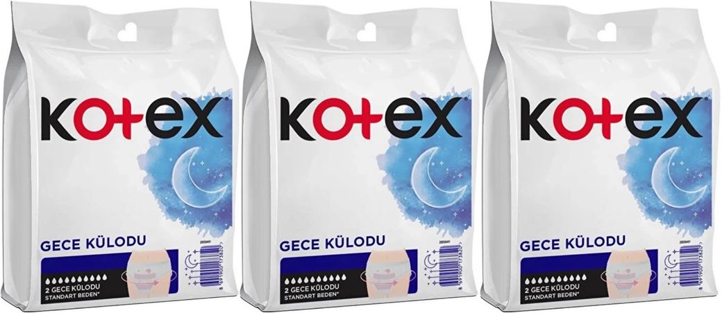 Kotex Gece Külodu / Külot Standart Beden Yoğun ReGl Dönemine Özel 6 Lı Set 3PK*2