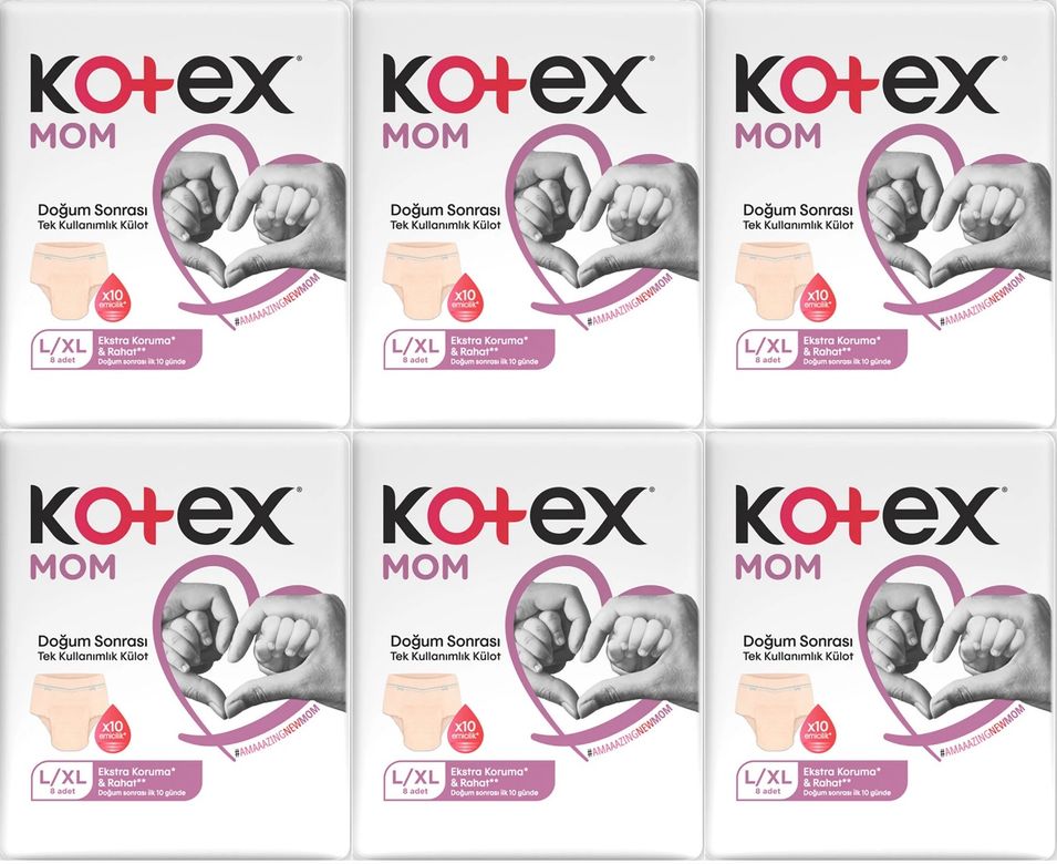 Kotex Mom Lohusa Külodu - Külot Bez L - Large - Büyük / XL - Extra Large - 48 Li Set (6PK*8)