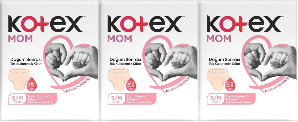 Kotex Mom Lohusa Külodu - Külot Bez S - Small - Küçük / M - Medium - Orta 24 Lü Set (3PK*8)