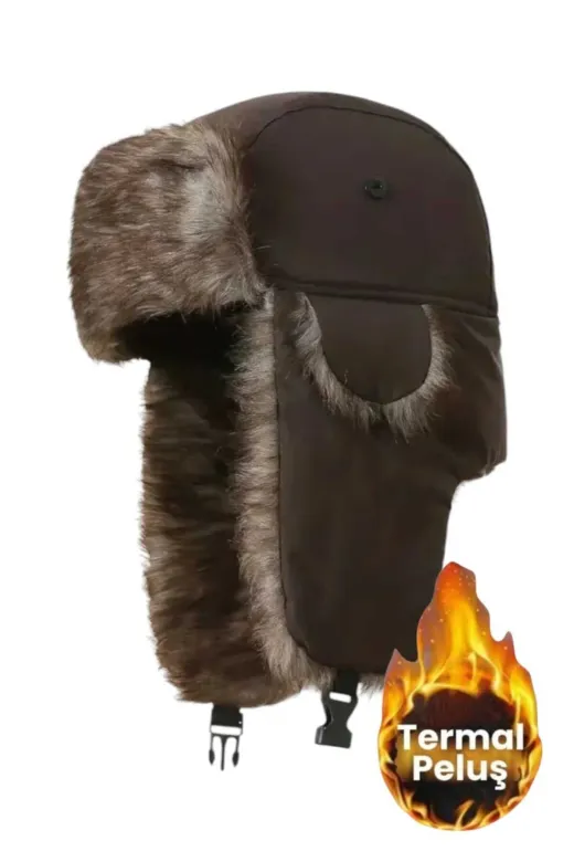 KPŞ5060 Unisex Termal Peluş Kürklü Pilot Şapka