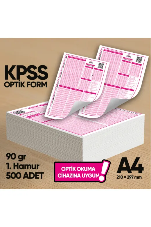 KPSSGYGKoptik500FRM4052 Kpss (Gy-Gk) Deneme Sınavları İçin 500 Adet (90.gr) Optik Form - Optik Okuma Uyumlu