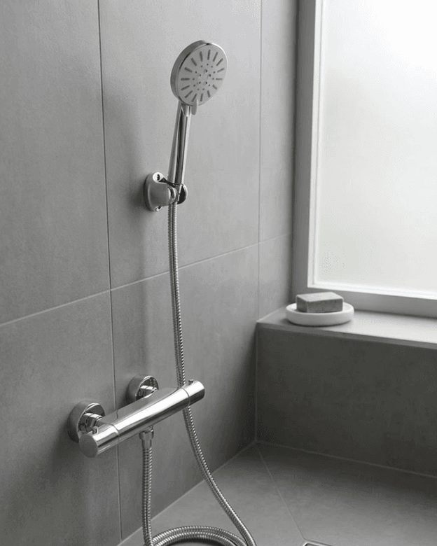 Krem Duş Başlığı Seti 4 Kademeli El Duşu Spiral Hortumlu Banyo Seti