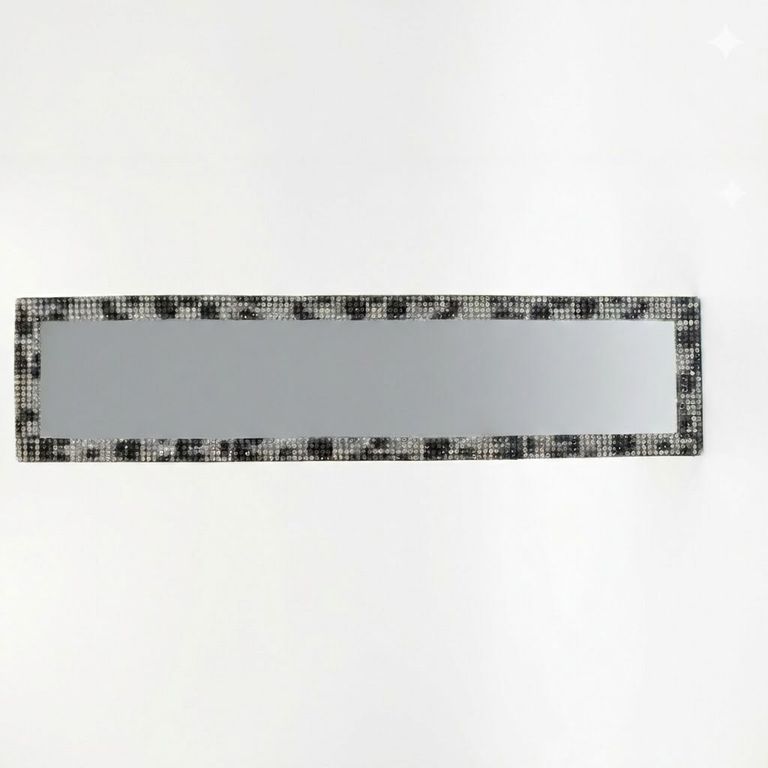 Kristal Taşlı İç Dikiz Aynası Tırnaklı Ayna 29,5x7cm Leopar Desenli