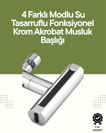Krom Musluk Başlığı | 4'ü 1 Arada Su Çıkışı | Kolay Montajlı