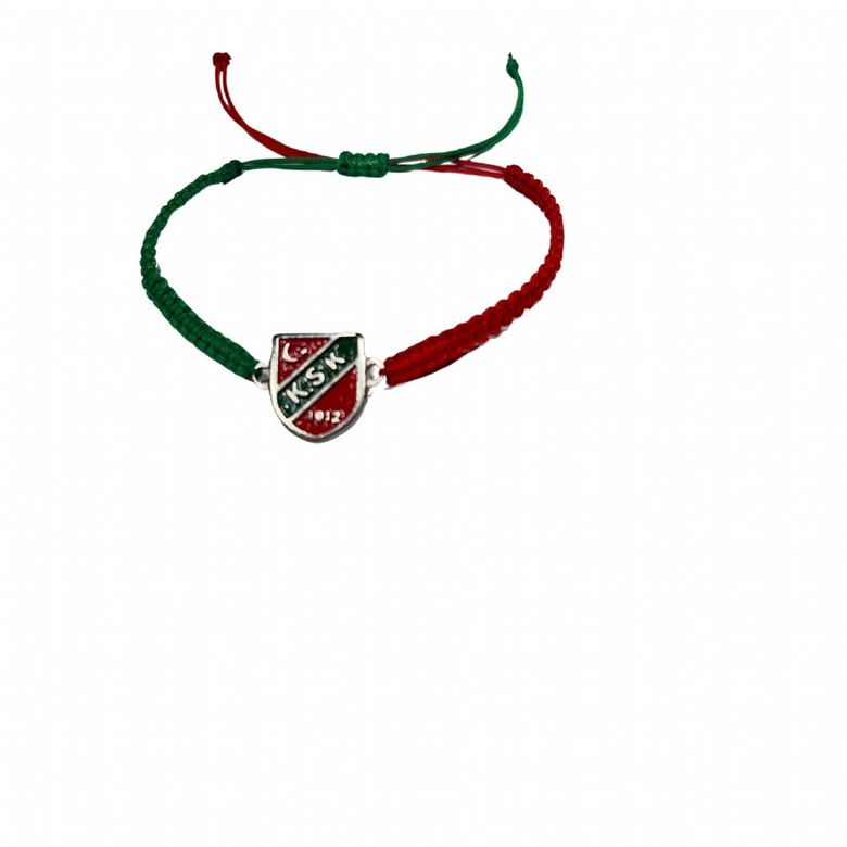 KSK 12452787 Arma Logo Yeşil Kırmızı Makrome Örgü İp Bileklik