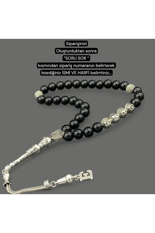 Kt Kttesbih2066 8Mm. İsimli Tesbih Oniks Doğal Taş Kaplama Püsküllü