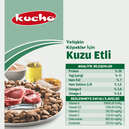 Kucho köp64684840 Adult Dog Lamb Kuzu Etli Yetişkin Köpek Maması 100 Gr X 5 Adet
