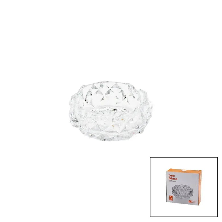 KÜÇÜK CAM - DIAMOND KRİSTAL ŞEKİL YUVARLAK KÜLLÜK ÇAP: 11.2CM - D: 4.4CM (4745)