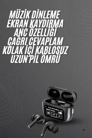 Kulak İçi Bluetooth Kulaklık Ekranlı Müzik Dinleme Çağrı Cevaplama Siyah