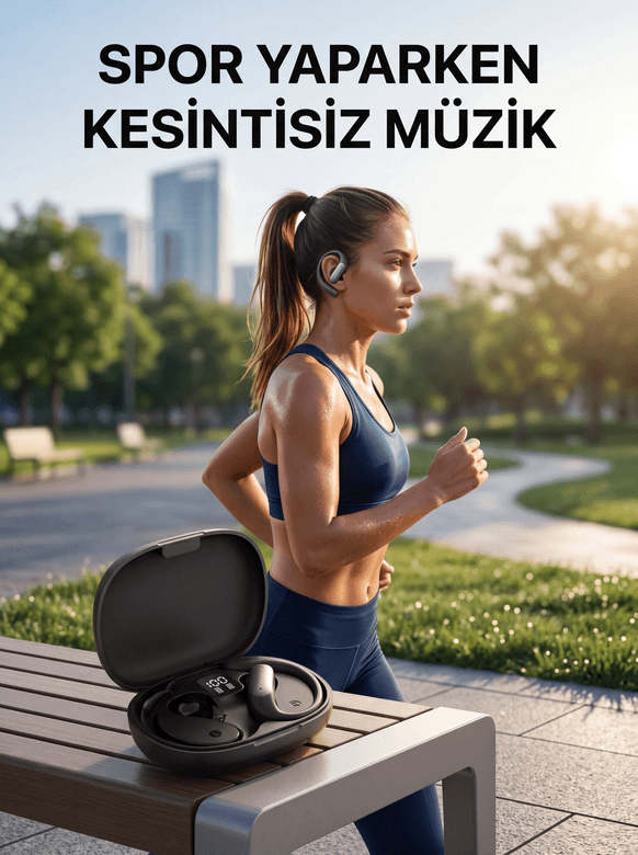 Kulak Kancalı Kablosuz Kulaklık Uzun Pil Ömürlü Şarj Kutulu