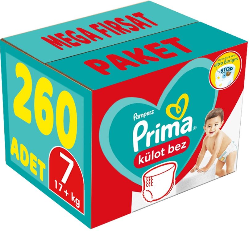 Külot Bebek Bezi Beden:7 (17+Kg) XXL 260 Adet Mega Fırsat Pk