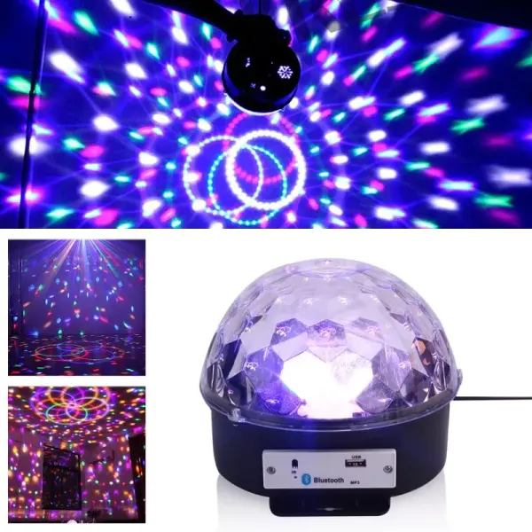 Küre Disko Topu Müzik Çalar Renkli Lazer Işıklı Bluetooth (4745)
