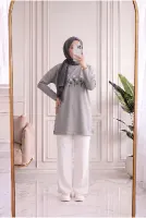 Laleay Zarif 5 Papatya Nakışlı Bluz-SS13148 Gri
