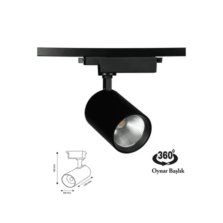 lani0QcYDR Cfr Led Siyah Kasa Gün Işığı 30Wat Raylı Spot / 3 Adet + 1 Metre Ray