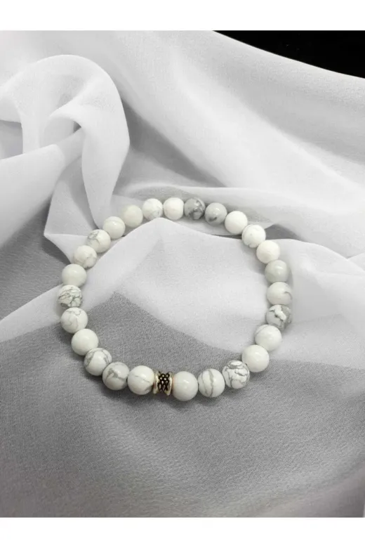 Lavinia Atelier HV01 Unisex Beyaz Havlit Taşı Doğal Taş Bileklik