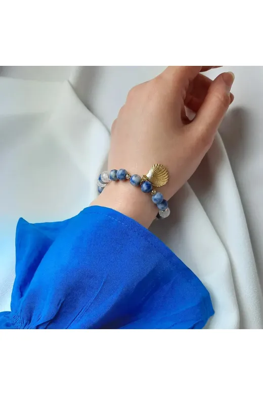 Lavinia Atelier moonlight01 Doğal Taş Kadın Bileklik, Lapis Lazuli, Necef , Mavi Beyaz Gold