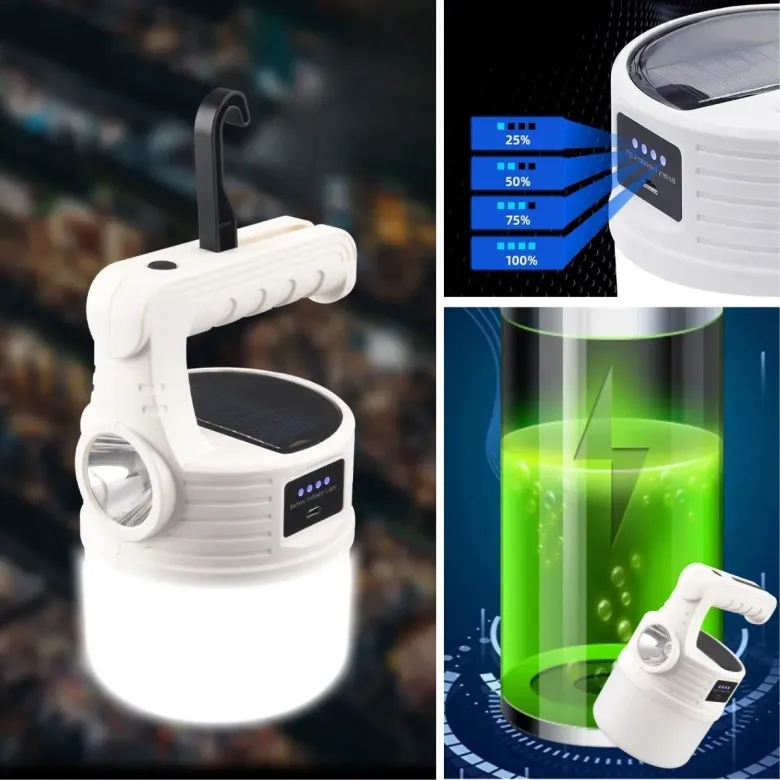 LED Güneş Enerjili Kamp Lambası–2000 Lümen Süper Parlak, 5 Aydınlatma Modlu,USB ile Şarj Edilebilir Dış Mekan,Asılabilir Torch El Feneri (4745)