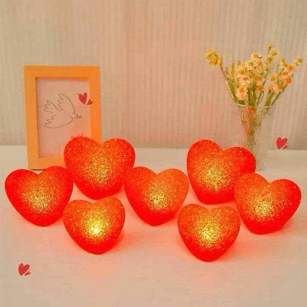 Led Işıklı Kırmızı Kalp Gece Lambası 12'li Paket