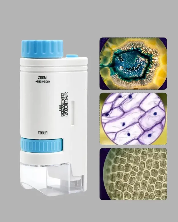 LED Işıklı kroskop 80X–200X Zoom Eğitici Bilim Seti ve Taşınabilir