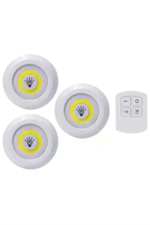 Led Lamba 3'lü Uzaktan Kumandalı Yapışkanlı