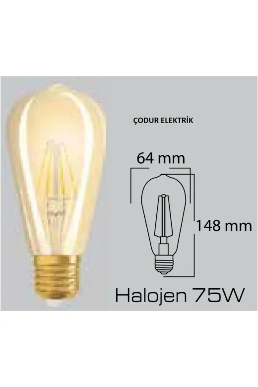 Led TYC2B174647250554182A2E00 6W 2500 Kelvin Bal Rengi E27 Duylu Flamanlı Rustik Ampul A+ Enerji Tüketimi St64