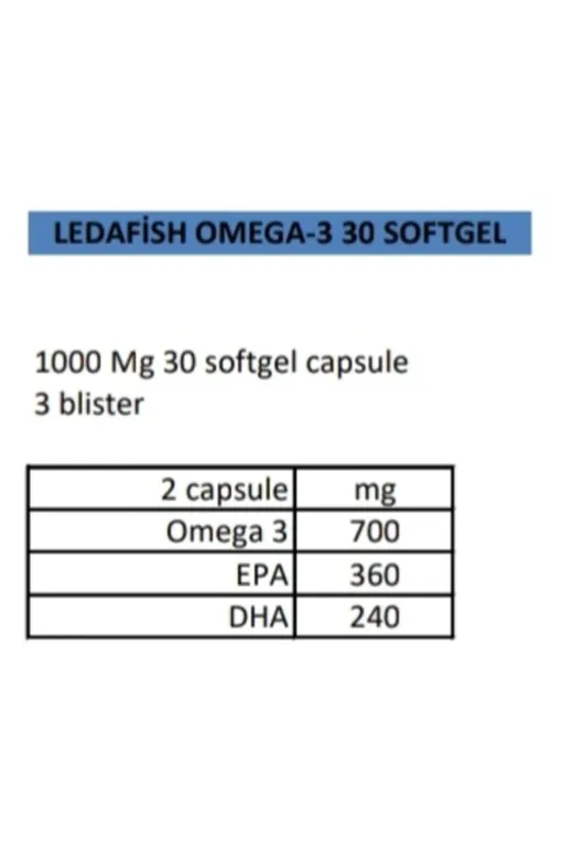 LedaPharma 612809 Leda Fish Omega 3 Kapsül Balık Yağı Gıda Takviyesi Beyin Geliştirici