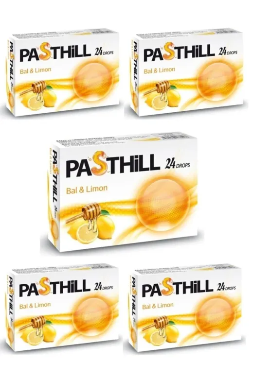 LedaPharma 8681438468123-5 Pasthill Bal Ve Limon 24 Adet Boğaz Pastili 5 Kutu